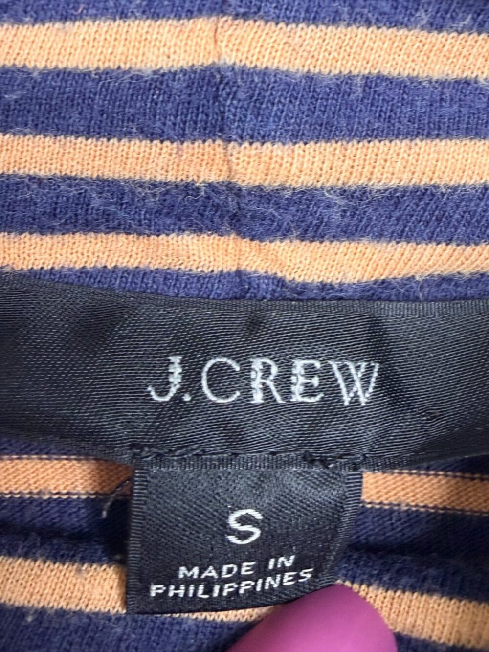 2/$30 J. Crew Tissue Turtleneck T-shirt in Navy Camel Stripe Small #A3034 - Picture 5 of 8